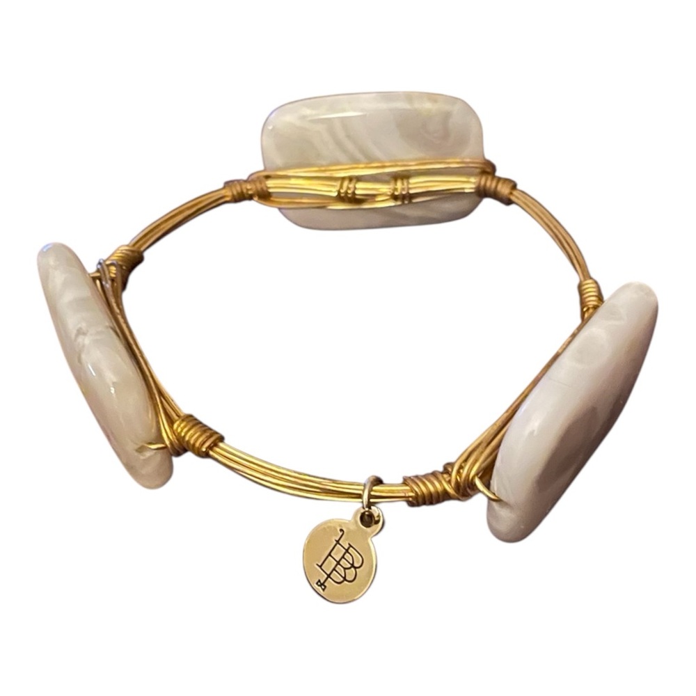 Bourbon And Bowties Copper-Tone Bracelet, Three Stones In White.
